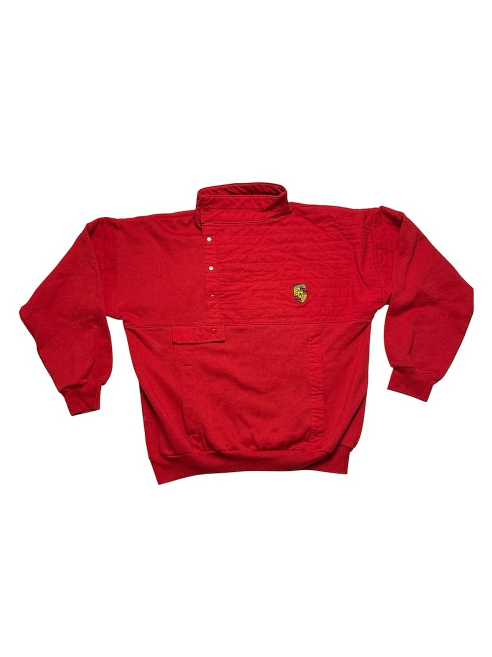 Vintage Porsche Front Pocket button neck pull over sweater